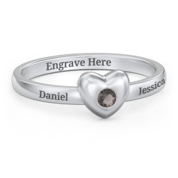 Solid Heart with Gemstone Ring