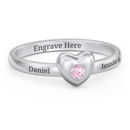 Solid Heart with Gemstone Ring