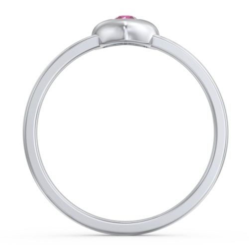 Solid Heart with Gemstone Ring