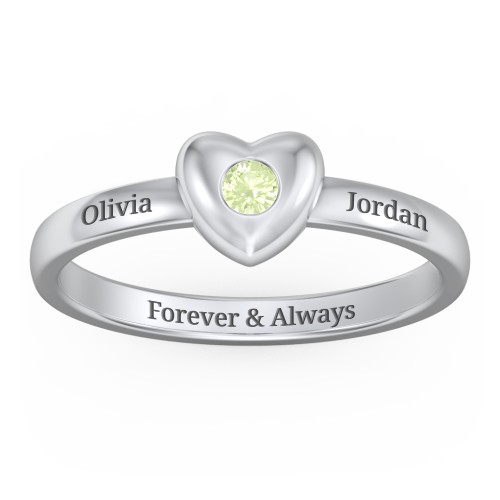 Solid Heart with Gemstone Ring