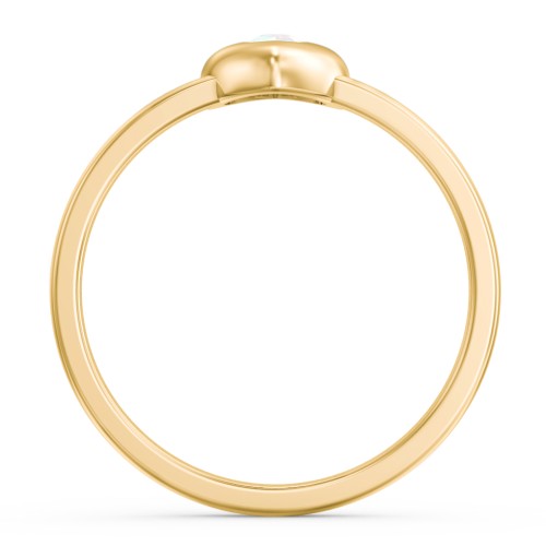 Solid Heart with Gemstone Ring – 18K Gold Plated Silver with Opal