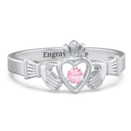 Round Stone Claddagh Ring
