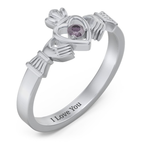 Round Stone Claddagh Ring