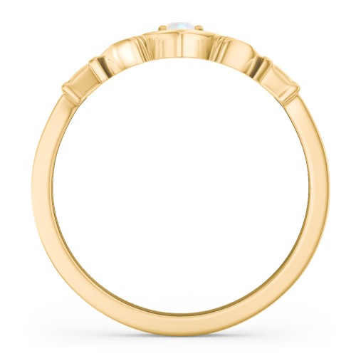 Round Stone Claddagh Ring – 18K Gold Plated Silver with Opal