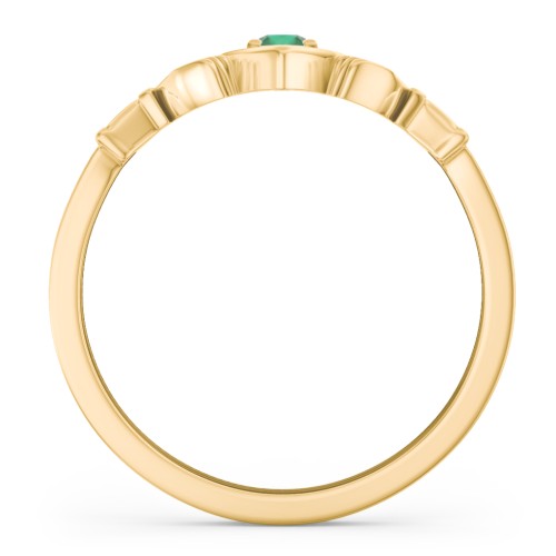 Round Stone Claddagh Ring – 18K Gold Plated Silver with Emerald