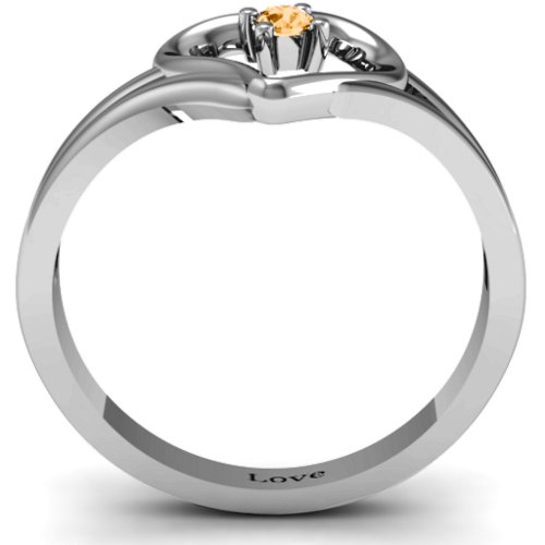 Split Shank Heart Ring – Sterling Silver with Citrine