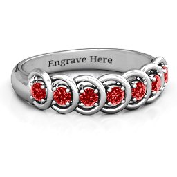 6 to 9 Stones in Halo Ring in 925 Sterling Silver with Garnet and Cubic Zirconia