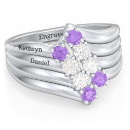 8 Stone Wave Ring