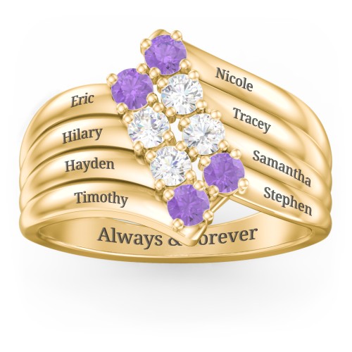 8 Stone Wave Ring