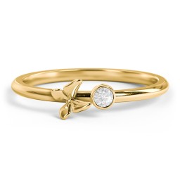 Stacking Butterfly Ring with Bezeled Gemstone