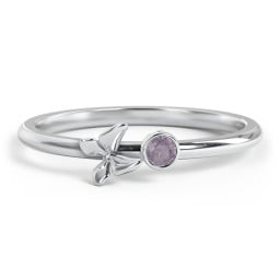 Stacking Butterfly Ring with Bezeled Gemstone