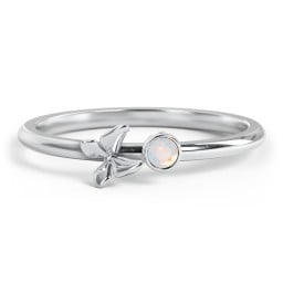 Stacking Butterfly Ring with Bezeled Gemstone