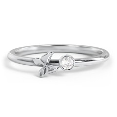 Stacking Butterfly Ring with Bezeled Gemstone – Sterling Silver with Smokey Quartz