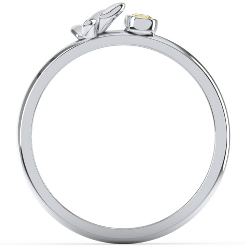 Stacking Butterfly Ring with Bezeled Gemstone – Sterling Silver with Citrine