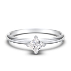 Stacking Ring with Compass Set Princess Gemstone – 10K Rose Gold with Cubic Zirconia