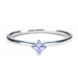 Stacking Ring with Compass Set Princess Gemstone in 925 Sterling Silver