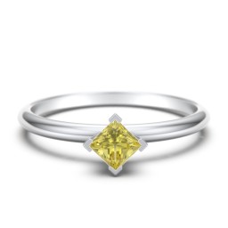 Stacking Ring with Compass Set Princess Gemstone in 925 Sterling Silver with Citrine