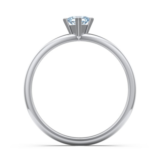 Stacking Ring with Compass Set Princess Gemstone – Sterling Silver with Aquamarine
