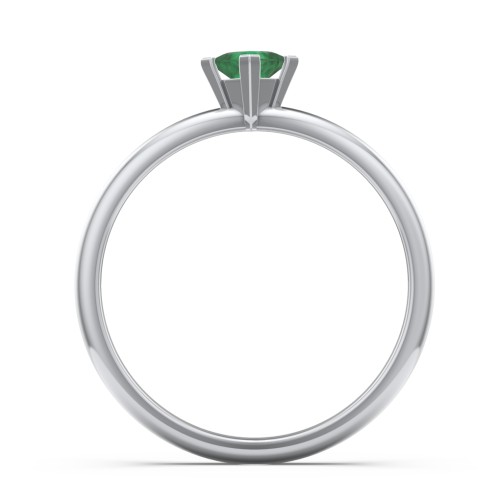Stacking Ring with Compass Set Princess Gemstone – Sterling Silver with Emerald