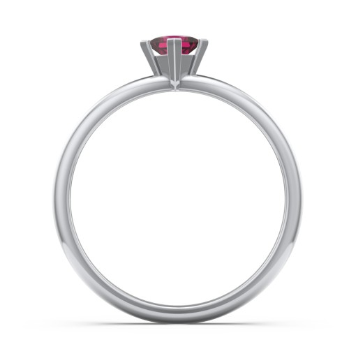 Stacking Ring with Compass Set Princess Gemstone – Sterling Silver with Ruby