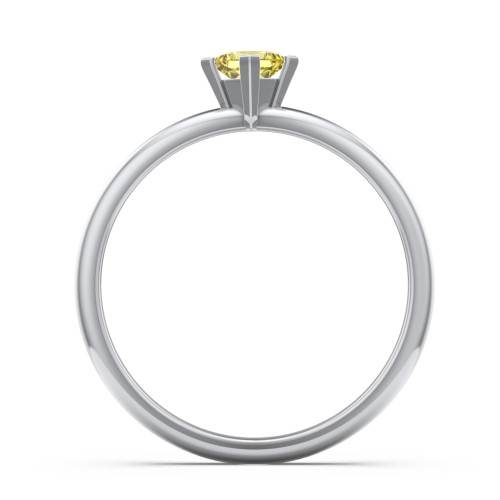 Stacking Ring with Compass Set Princess Gemstone – Sterling Silver with Citrine