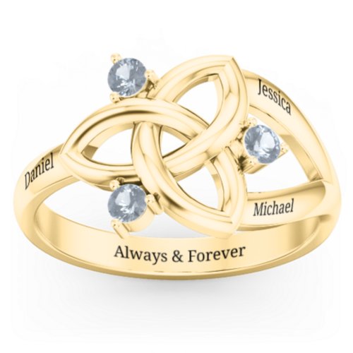 Siobhán Celtic Knot Ring – 10K Yellow Gold with Aquamarine