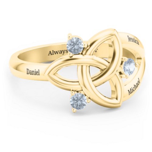 Siobhán Celtic Knot Ring – 10K Yellow Gold with Aquamarine