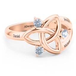 Siobhán Celtic Knot Ring in 10K Solid Rose Gold with Aquamarine