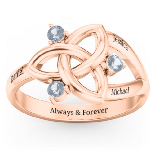 Siobhán Celtic Knot Ring – 10K Rose Gold with Aquamarine