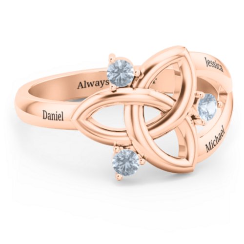 Siobhán Celtic Knot Ring – 10K Rose Gold with Aquamarine