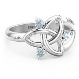 Siobhán Celtic Knot Ring in 925 Sterling Silver with Aquamarine