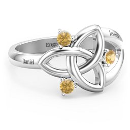 Siobhán Celtic Knot Ring in 925 Sterling Silver with Citrine