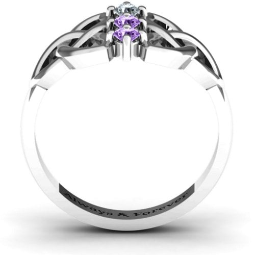 Sláine Celtic Knot Ring – Sterling Silver with Cubic Zirconia and Amethyst