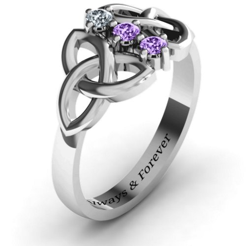 Sláine Celtic Knot Ring – Sterling Silver with Cubic Zirconia and Amethyst