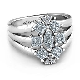 Arachna Centre Marquise and Princess Ring with Accents