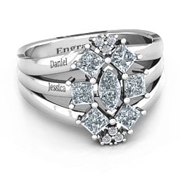 Arachna Centre Marquise and Princess Ring with Accents