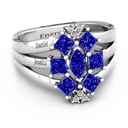 Arachna Centre Marquise and Princess Ring with Accents