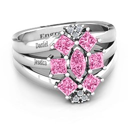 Arachna Centre Marquise and Princess Ring with Accents
