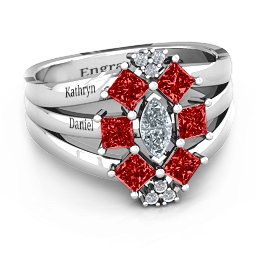 Arachna Centre Marquise and Princess Ring with Accents