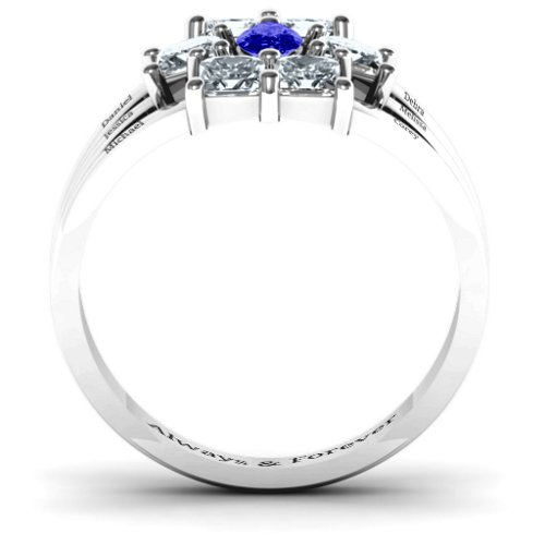 Charlotte Centre Marquise and Princess Ring – Sterling Silver with Blue Sapphire and Cubic Zirconia