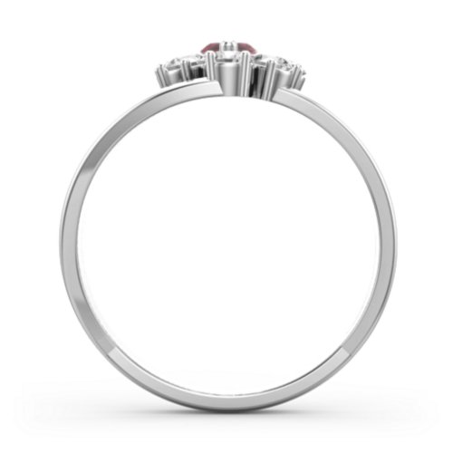 Multi Row Ring with Marquise and Round Cut Gemstones – Sterling Silver with Ruby and Cubic Zirconia