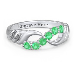 Engravable Infinity Wave Ring with Gemstones