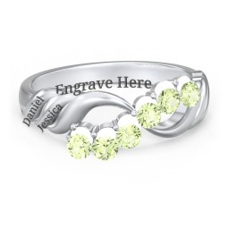 Engravable Infinity Wave Ring with Gemstones in 925 Sterling Silver with Peridot