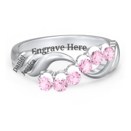 Engravable Infinity Wave Ring with Gemstones