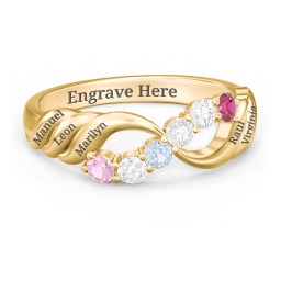 Engravable Infinity Wave Ring with Gemstones
