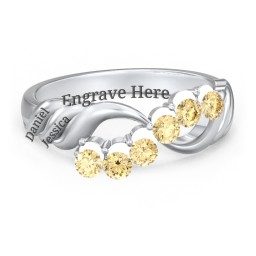Engravable Infinity Wave Ring with Gemstones in 925 Sterling Silver with Citrine