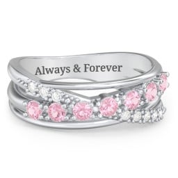 7 Stone Crossover Ring with Accents