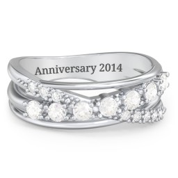 7 Stone Crossover Ring with Accents