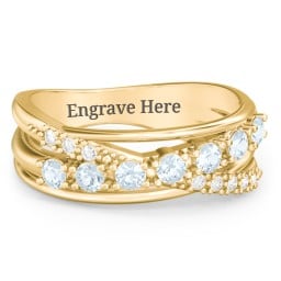 7 Stone Crossover Ring with Accents