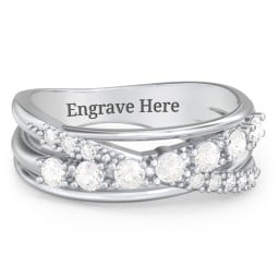 7 Stone Crossover Ring with Accents